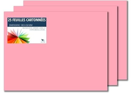 RAYLU PAPER – Tonpapier 50 x 65 cm, 25 Stück Kartonpapier 180g/m², 210 x 297 mm, professionelle farbige Kartons für Büro, Kopierpapier, Buntes Papier zum Basteln (Rosa)