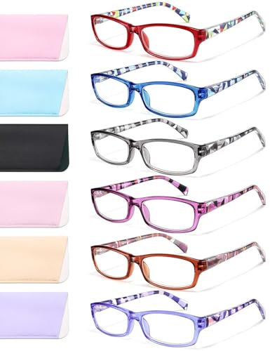 Gaoye Reading GlassesGlasses for Women, 6 Pack Fashion Readers, Spring Hinge Eyeglasses