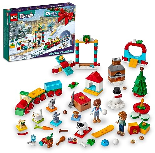 LEGO Friends - Calendario de Adviento 2023 41758, juego de cuenta regresiva de Navidad, 24 sorpresas diarias coleccionables, incluyendo 2 mini muñecas y 8 figuras de mascotas