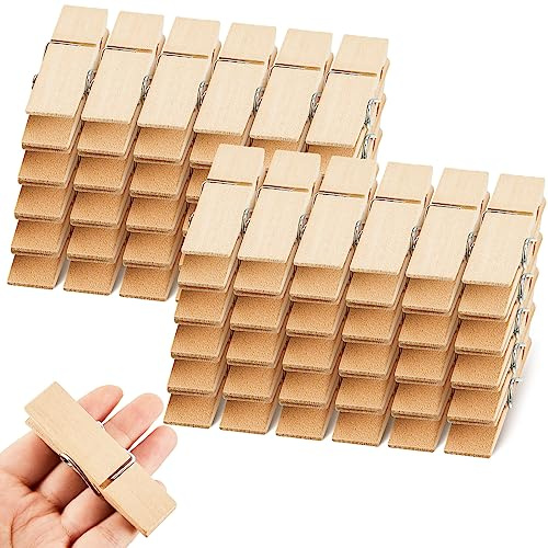 Kigley 90 Pcs Large Wooden Clothespins Jumbo Extra Wide 2.83 Inches Length Sturdy Wooden Clothespin Heavy Duty DIY Clips for Laundry Hanging Clothes Craft Food Opened Bags Display