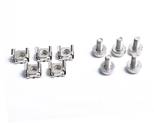ULTECHNOVO M5 Käfigmuttern Mit Vierkantloch Und 5x20mm Befestigungsschrauben Für Server Rack Kohlenstoffstahl Silber 20 Stück
