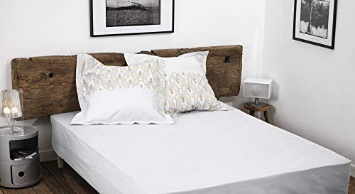 Drap Housse 100% Coton 160x200 cm – Blanc – Bonnet 35 cm – Doux, Respirant, Lavable – Home linge passion