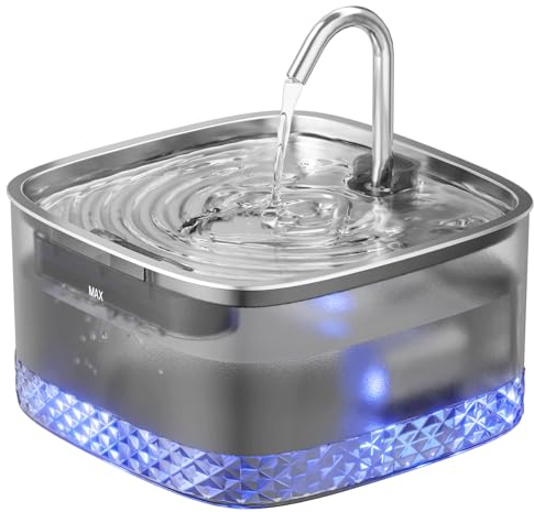 Cat Water Fountain for Drinking, Faucet-Shaped 75oz/2.2L Pet Drinking Fountain for Cats, Automatic Cat Dog Water Fountain Super Silent, Built-In Led Light, Activated Carbon Filter, Multiple Pets