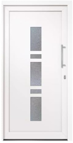 HORI Eingangstür Kunststoff Komplettset - Chain – Moderne Hauseingangstür mit Stahlverstärkung, Wärmeschutz & 5-fach-Verriegelung - Farbe: Weiß - DIN rechts - Modell: - 1980 x 980 cm