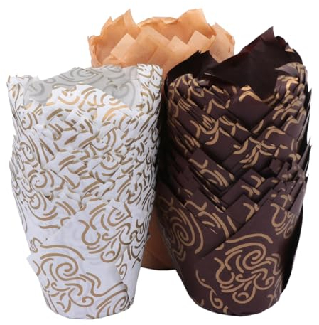 HEMOTON 150stücke Papier Muffinbecher Kuchenbecher Backbecher-zubehör Muffinförmchen in Kaffee Und Weiß Für Cupcakes Muffins Snacks Und Andere Gerichte