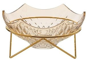 Glass Fruit Bowl Dishes Dessert Plate Salad Bowl Snack Dish Dining Table Serving Trays Cake Stand Organizer Box (Color : Orange)