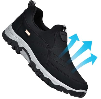 AZMAHT Mocasines Zapatos de Hombre con Alzas Zapatillas sin Cordones Zapatos pies Anchos Zapatillas ortopedicas Hombre Soporte ortopédico para el Arco,Negro,39/245mm