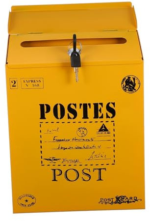 BESTonZON Abschließbarer Briefkasten Vintage Aus Eisen Mit Schloss Rustikaler Zeitungskasten Wandbriefkasten Für Außenbereich Vorschlags Und Postbox Für Zuhause
