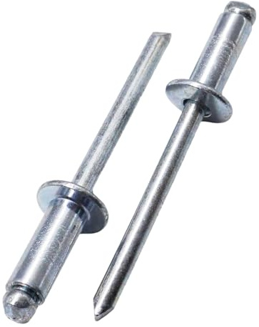 SKIR'CO Lot de 40 rivets aveugles en acier zingué 5,0 x 12 mm, mandrin en acier, rivets pop tête bombée DIN 7337