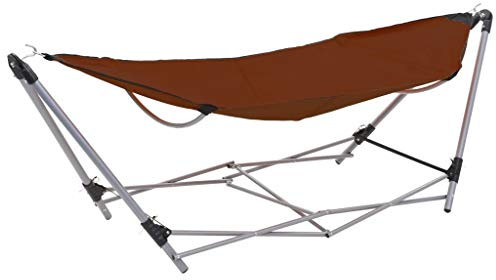 Chaduof Hamac avec Support Pliable Marron,Jardiniere sur Pieds,Bac avec Treillis,Jardiniere Terrasse