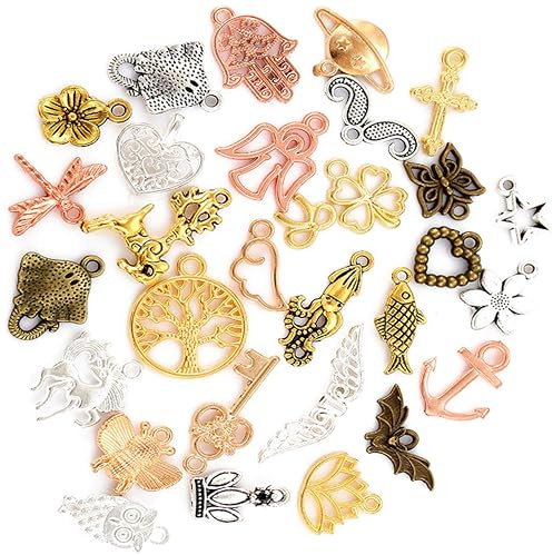 VYZUTR Charms Anhänger, zum Schmuck Basteln, Gemischte Anhänger Kette und Vintage Aesthetic, Armbänd Ohrringe Halskette