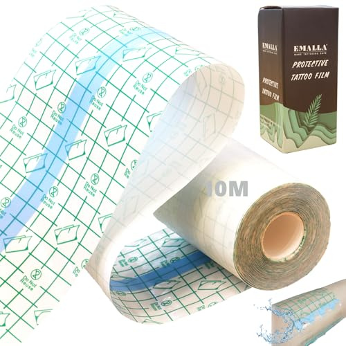 Tattoo Folie Heilung 10Cm x10M, Unihuby Tattoo Pflaster Wasserdicht Second Skin Tattoo Abdeckung Film Tattoo Aftercare Folie Tattoo Haut Wrap Tattoo Zubehör