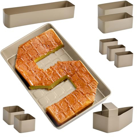 Anseom Zahlen und Buchstaben- Kuchenform, Backform Zahlen Buchstaben Groß 37.5 x 23.8 x 5 cm Verstellbar Antihaft Buchstaben Zahlen Backformen, DIY Backen Formen Set für Hochzeit Geburtstag Taufe