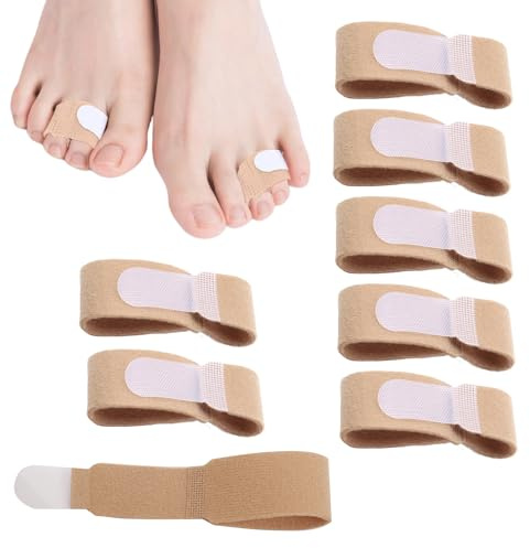 8PCS Hammer Toe Straightener Broken Toe Wraps Splint Bandages Hammer Toe Splints Hammer Toe Straighteners Non-Slip Toe Cushioned Bandages for Hammer Toes Broken Toes Crooked Toes & Overlapping Toe