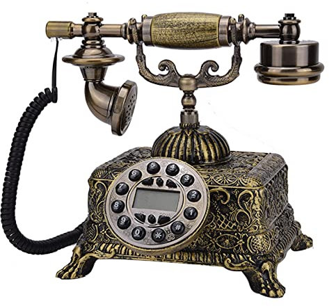 HPTHLY Resin Imitation Copper Vintage Style Retro Old Dial Telephone, Home and Office Telephone, European Style Fixed Phone Dial Wired Phone