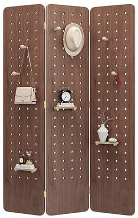 CVERTHAF Panel Divisor de ambientes de Tablero Perforado de 3/4 Paneles, mamparas de privacidad de Tablero Perforado Plegables, Pared divisoria de ambientes de Madera, para Eventos minoristas de feri