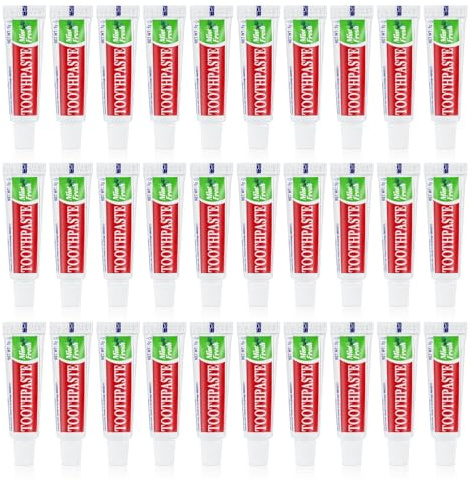 Resestorlek tandkräm i bulk, engångs mini mintsmak tandkräm för resor, kompakt fickstorlek för semester hotell skydd hemlös vårdhem välgörenhet engångsbruk 5 g (30 rör)