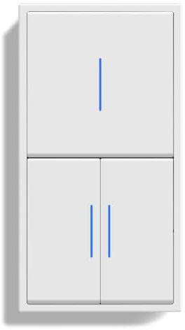 BSEEDLIFE Double Interrupteur Mural,1 Gang 1 Voie+2 Gang 1 Voie 150 * 80mm,Interrupteur de Réinitialisation avec Cadre PC et Indicateurs LED,Installation Facile,Blanc(Reset Bouton Poussoir)