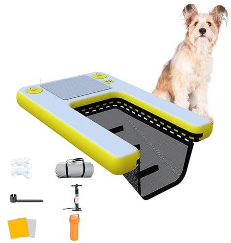Hunderampe Aufblasbare Hunde Gut Sichtbare Hunderampe Für Den Pool, Helfen Hunden, Den Weg Zu Finden – Schwimmende Hunderampe Für Den Pool, Mit Stufen Und Griffen – Aufblasbare Hundebootrampe Für Jach