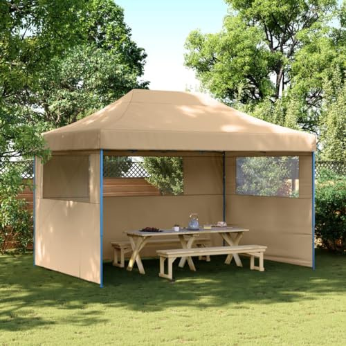 Snsowed Tendone per Feste Pieghevole Pop-Up con 3 Pareti Beige,Impermeabile Protezione UV,Tendone per Feste,Tende per Eventi e Tendoni-4005015