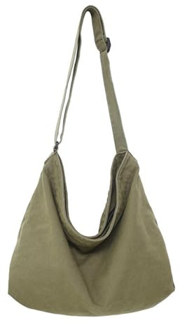 1 Piece Canvas Shoulder Bag, Casual Crossbody Bag, Large-Capacity Tote Bag, Universal Handbag For Men And Women (Military Green).