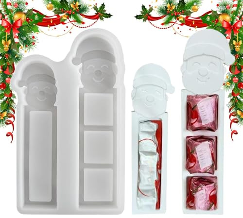 Silikonformen Gießformen Weihnachten, 2 Stück Weihnachtsmann Geldgeschenk Silikonform Silikon Pralinenschachtel Weihnachten Giessformen Silikon Geldgeschenke Gießform Gips zum Gießen