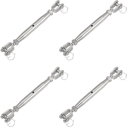 QUARKZMAN 4 Piezas M12(1/2) Cuerpo Cerrado Tensor De Cable con Ojo Y Ojo | Límite De Carga De Trabajo 4400Lbs, Tensor De Cable Ajustable De Acero Inoxidable, Para Toldos Y Tendales