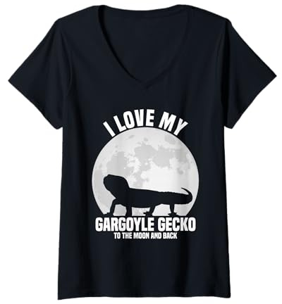 Womens Gargoyle Gecko Reptile Lover | Funny Lizard Pet Owner V-Neck T-Shirt