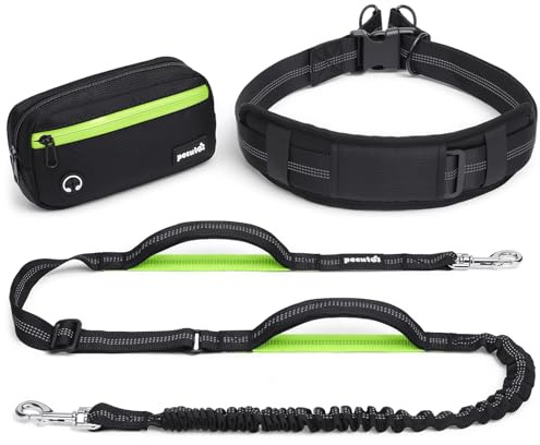 Pecute 3in1 Hands-Free Dog Lead with Adjustable Waist Belt and Storage Pack