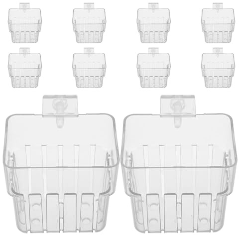 ERINGOGO Lot de 10 Paniers Hydroponiques Transparents pour Aquarium Supports Muraux Suspendus pour Plantes Aquatiques Jardinières sans Terre pour Bassins à Poissons et Décoration