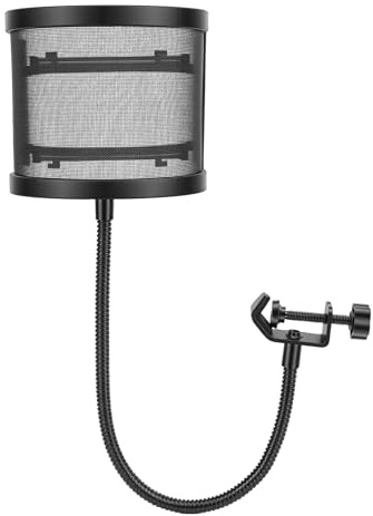 Professional Mic Pop Filter and Cover, Pop Shield Windscreen for Clear Vocal Recording Streaming