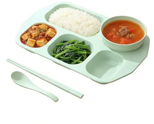Genérico Platos Con Compartimentos - Vajilla De Hogar Con 5 Compartimentos,Plato para Separar Alimentos,Para Niños Estudiantes Hogar Oficina Escuela Guardería Hora De La Comida Comedor Restaurante