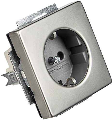 Busch-Jaeger 20 EUC-866 SCHUKO Steckdosen-Einsatz, Edelstahl, Silber