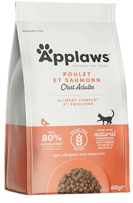 Applaws Complete and Grain Free Adult Dry Cat Food, Chicken with Salmon 1 x 400g Bag