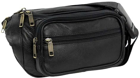 STILORD Maverick Leder Bauchtasche Gürteltasche Umhängetasche Hüfttasche Kameratasche Handy Reise Festival Trekking Damen Herren weiches Leder Farbe:schwarz