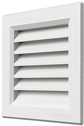 La Ventilazione GR1414B-Y GR1414B - Rejilla cuadrada de plástico blanco empotrable con red antiinsectos, dimensiones 140 x 140 mm