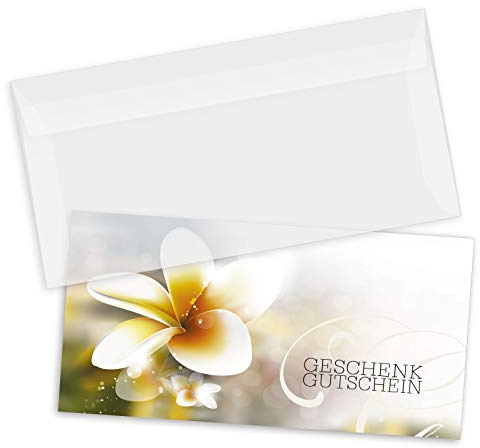 GESCHENKGUTSCHEINcom by POS-HAUER. Gutschein-Set. 50x Gutschein + Kuvert. Für Kosmetiksalon Schönheitssalon Massagen, blanko zum selber Ausfüllen.