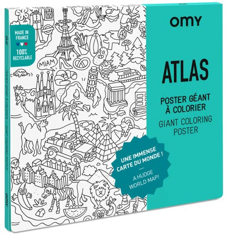 O'my Poster Riese zum Ausmalen Atlas 100 x 70 cm