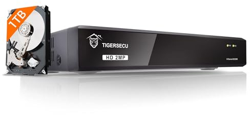 TIGERSECU Super HD 1080P 8 Channel DVR Security Recorder with 1TB Hard Drive, Hybrid 6-in-1 CCTV DVR Recorder Compatible with 2MP and 5MP TVI, AHD, CVI, Analog, RS485 PTZ and IP Cameras