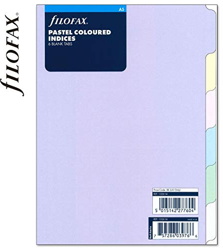 Filofax A5 Pastell 6 Blanko-Register.