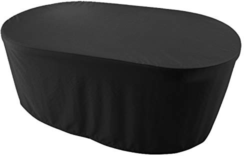 Kaufpirat Premium Abdeckplane Oval 150x100x70 cm Essbank Sitzbank Holzbank Gartenmöbel Gartentisch Hülle Abdeckung Haube Schutzhülle Abdeckhaube 900 D, 500 g/m², 6.000 mm WasserbeständigkeitSchwarz
