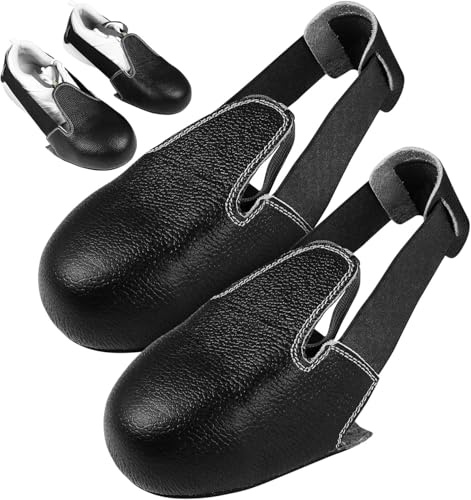 Stahlkappen Überzieher für Schuhe Stiefel, Stahlkappe Sicherheits-Überschuhe mit Verstellbarem Riemen rutschfeste Sohle für Frauen Besucher Industrie Universal Anti-Smash Zehenschutz Größe 36-46