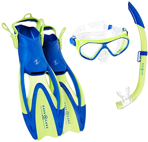 Aquasphere Aqua Lung Sport Set Urchin Junior - Bright Green/Light Blue Medium Schnorchelmaske, Schnorchel & Flossen