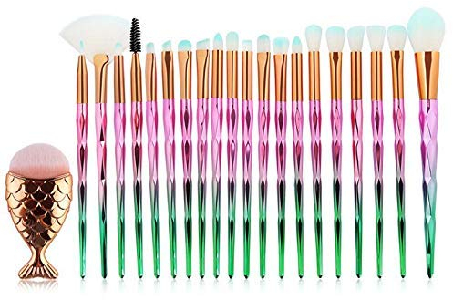 XGZ 21 pinceaux maquillage, pinceau maquillage pour queue sirène Fond teint Rouge Ombre à paupières Brosse professionnelle Ovale