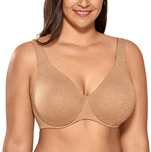 Delimira Women's Minimiser Bra Plus Size Non Padded Underwired Seamless Comfort Bras Chanterelle 38DD