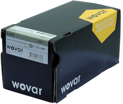 Wovar Schrauben für keilstülpschalung Schwarz Edelstahl 410 4 x 80 mm Torx 20 Teilgewinde - Schachtel 200 Stück