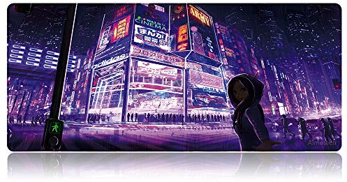 Bimormat Großes Gaming Mauspad（900x400mm）XXL Large Anime Mousepad Empfindliche Genähten Kanten Wasserdichte Oberfläche Rutschfeste Gummibasis Schreibtischunterlage (90x40 X9roadgirl)