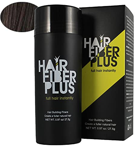 HairFiberPlus Fibre per Capelli - Per Uomo e Donna - a Base di Cotone 100% Naturale - Polvere Volumizzante Copri Calvizie - Pronto in Pochi Secondi - 1 Confezione da 27,5g (Castano Scuro)