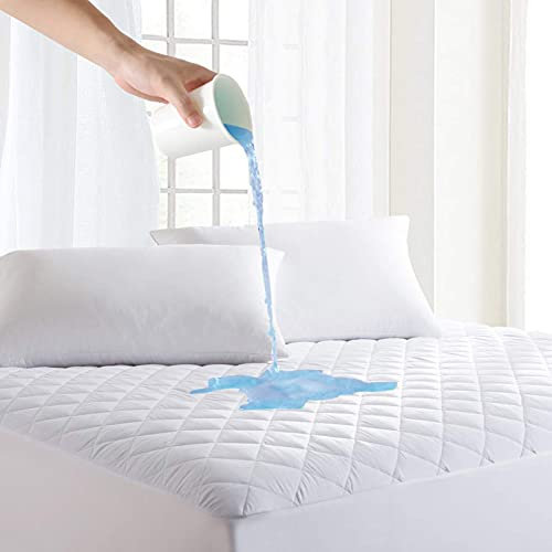 Quilted Waterproof Mattress Protector - Extra Deep Mattress Topper - Machine Washable Double Bed Pad - Fitted Bed Cover