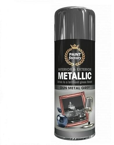 SuperGift.com 400ml Multipurpose Metallic Aerosol Spray Paint Quick Drying Spray For Fast Dry and Excellent Coverage for Metal, Wood, Plastic and More (Grey)